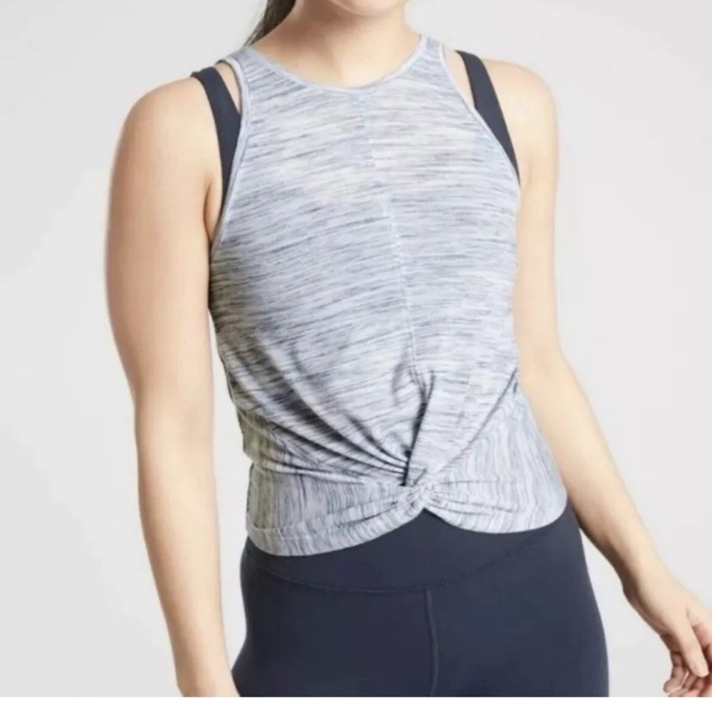 Athleta Essence Heathered Grey Twist-Front Tank Top Size Small